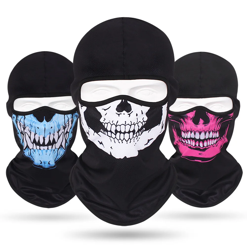 Motorcycle Bike Sweat Absorbent Breathable Skull Hat Outdoor Sports Neck Hat Riding Fishing Scary Skeleton Skull Death Balaclava