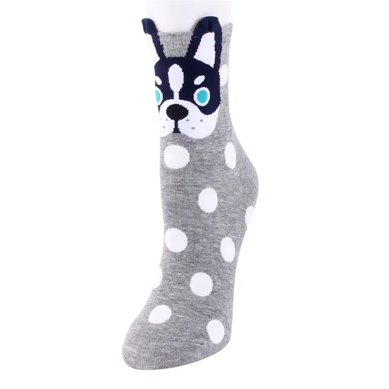 Unisex Adult Cotton Kawaii Knitted Animal Print Face Dog Cute Funny Girl Socks Anti Slip For Women  (Many Models)