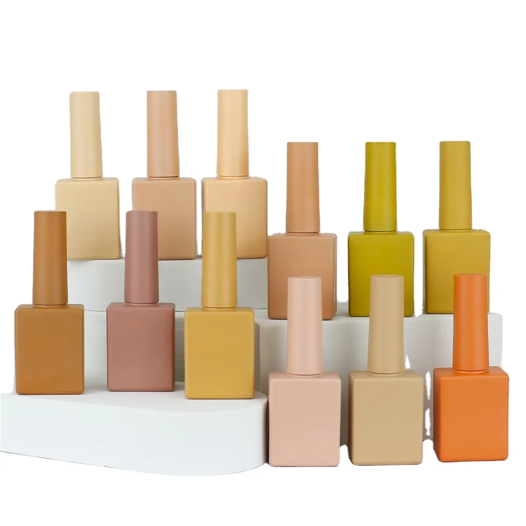 OEM custom wholesale 8ml 10ml 15ml 16ml square nail polish bottle with caps yellow orange fancy nail polish bottle
