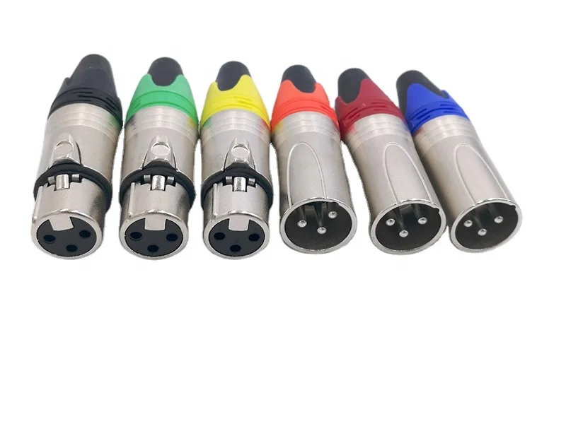 xlr connector audio plug microphone plug 3pin speaker connector male & female colour mic connector