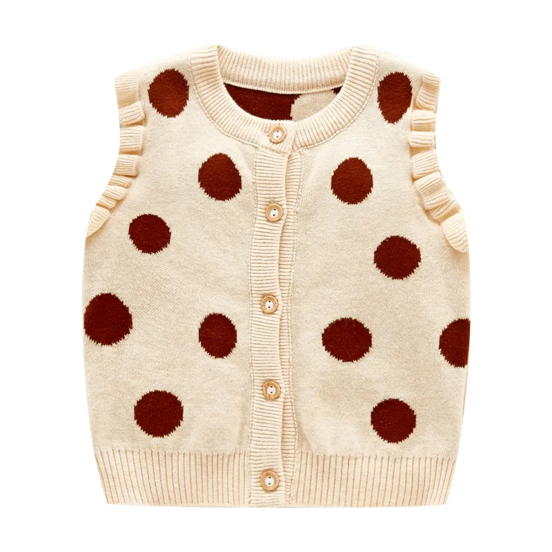 
Low Price Wholesale Newborn Pure Color Sleeveless Knit Dot Pattern Wool Vest For Baby Clothing 