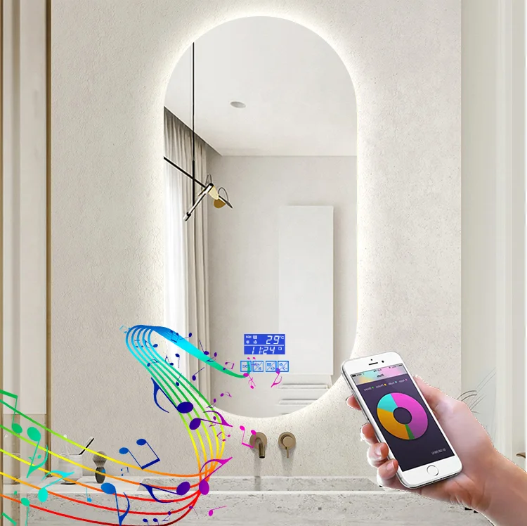 Oval Shape Defogger Smart Bathroom LED Mirror with Touch Sensor Switch