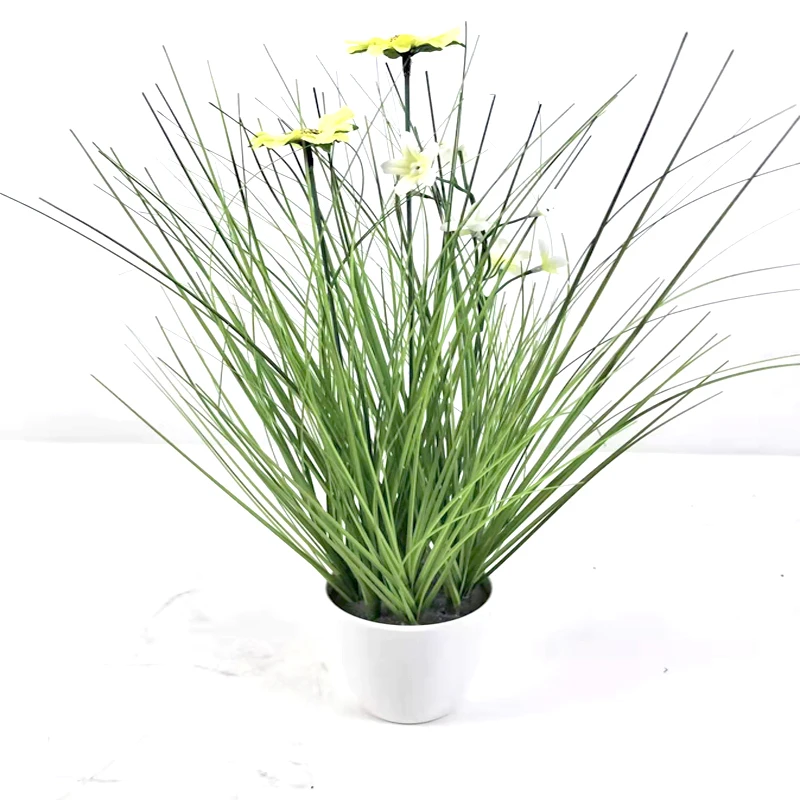 Simulation Artificial Plant Bonsai Flower Arrangements Real Touch Pe Faux Silk Flowers Small Potted Onion Grass Bonsai