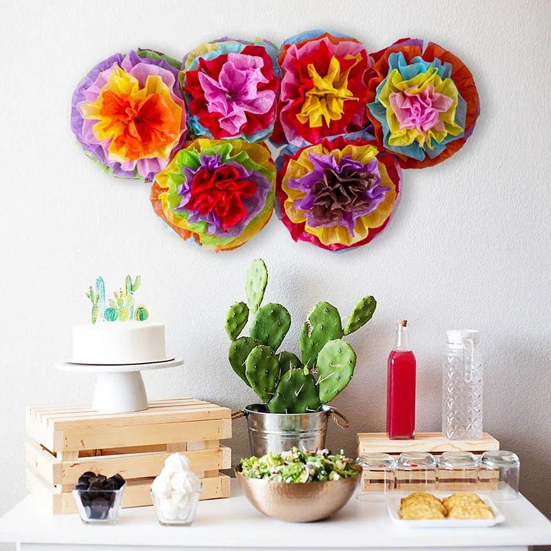 
Decorations Fiesta Tissue Pom Paper Flowers Mexican Party Supplies 16inch 