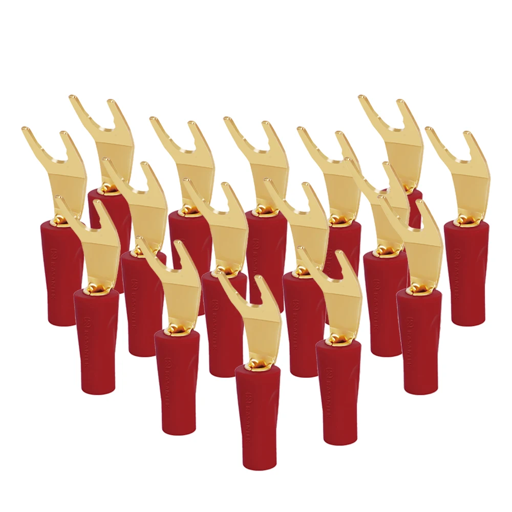 Hifi Speaker Electroplating Nickel-free Gold Male Connector Audio Phono Y Spade Plug Terminals Banana