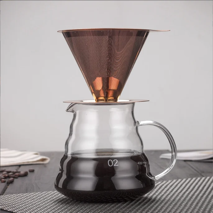 Coffee Maker Heats Water Coffee Filter Bag 4 Cups Glass Coffee Pot with Stainless Steel Filter Portable Glass Kettle Transparent