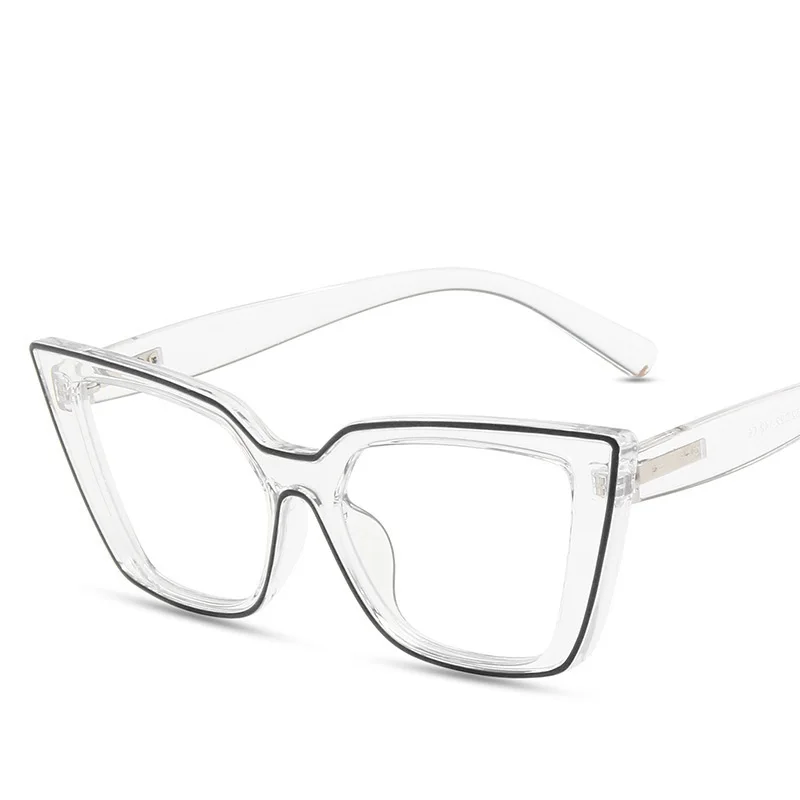 Triangle cat eye retro transparent anti blue light level mirror European and American fluorescent needle optical eyewear