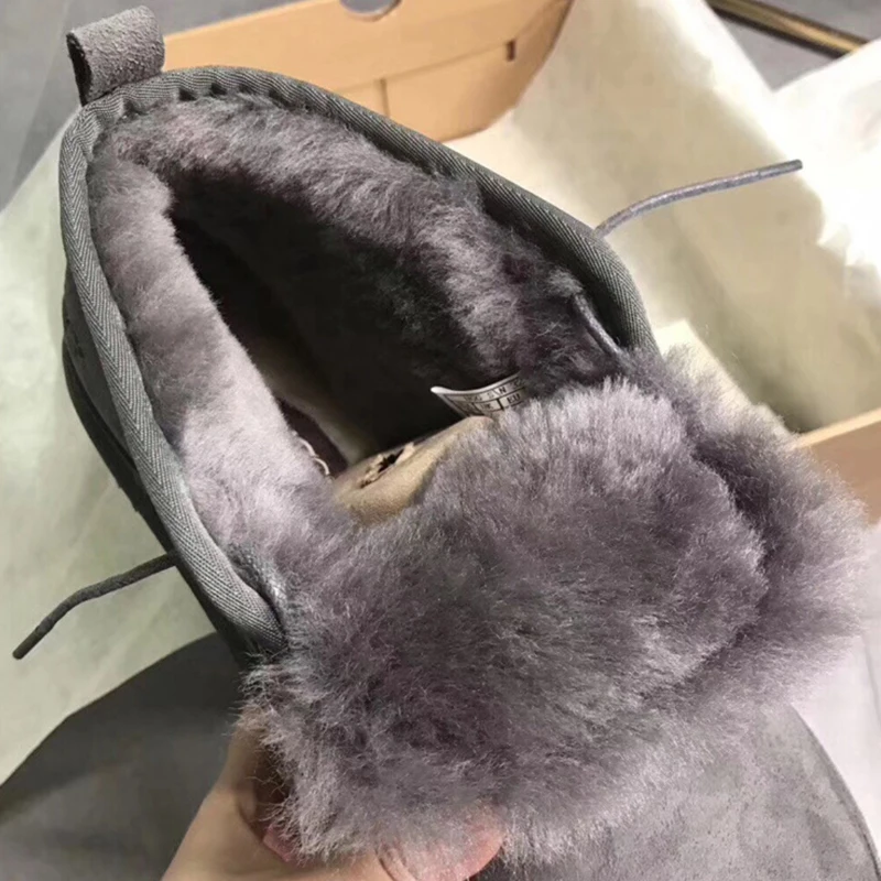 Wholesale Fashionable Walking Style Big Size Women Men Autumn Winter Warm Ankle Neumel Sheepskin Fur Male Snow Boots