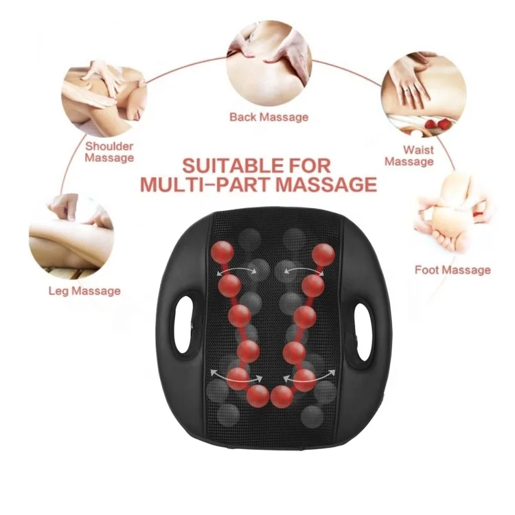 12 deep-kneading Shiatsu massage nodes with heating massage cushion pillow massager