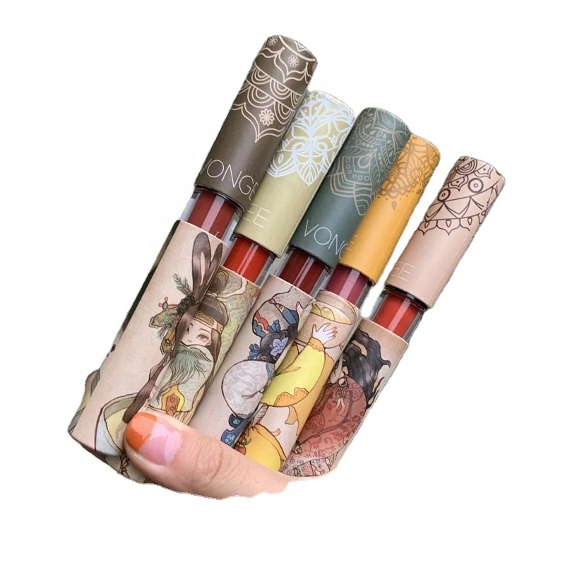 
matte velvet lip glaze kit lips tint mist liquid lipstick set pen box long lasting lip gloss suit 5 colors brush pot lipstick 