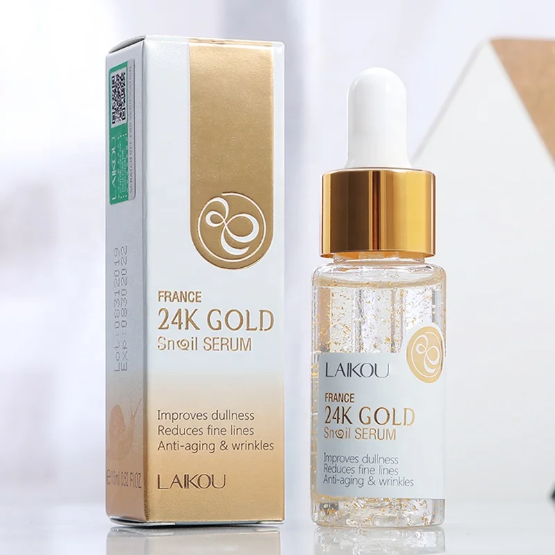 Private label LAIKOU Serum Series Hyaluronic Acid 24K Snail Sakura Vitamin C Gold whitening Face Serum