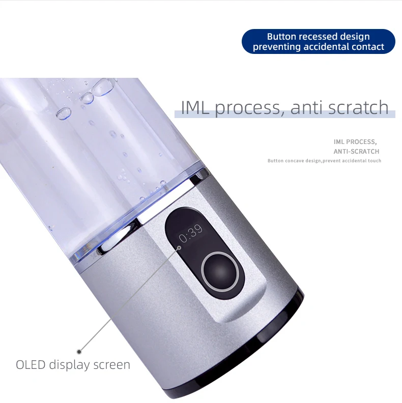 Portable Hydrogen Water bottle produce hydrogen water concentration 5000ppb