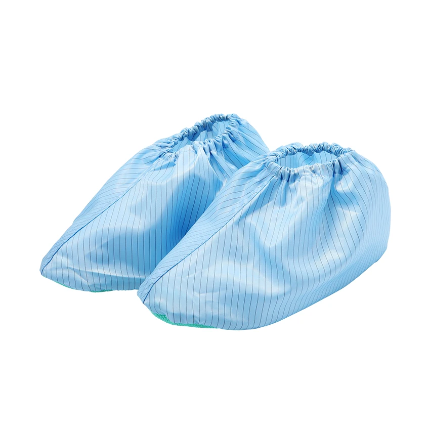 Reusable PVC Sole Anti-slip Cleanroom Polyester Fabric ESD Shoe Cover Anti-static Shoe Covers for Lab