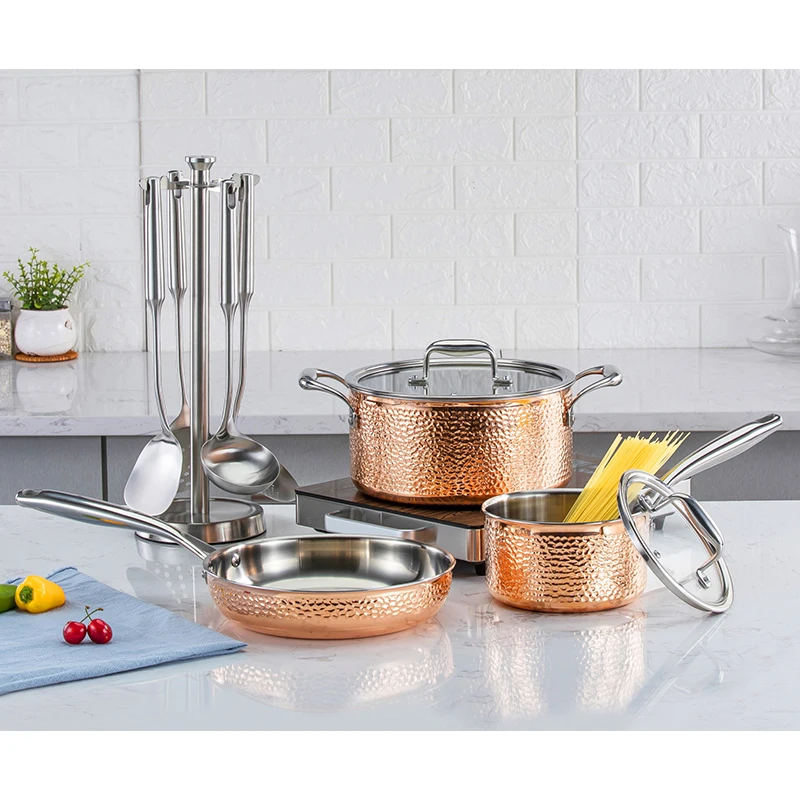 12 pcs Copper Pots and Pans Cookware Sets Stainless Steel Kichen Ware Cooking Cookware Set 316