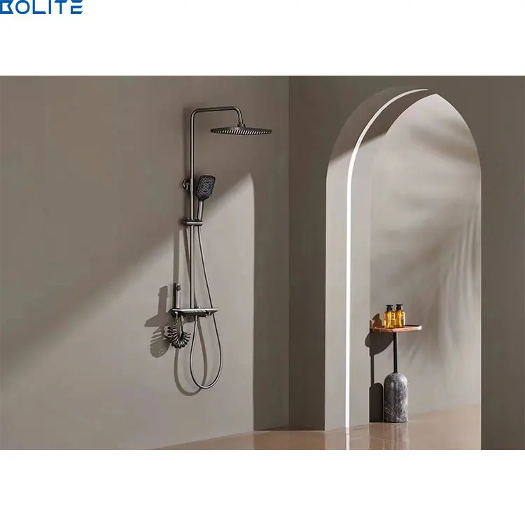 Bathroom Concealed Mount Bracket Arm with Socket Top Spray Double Head Shower Set