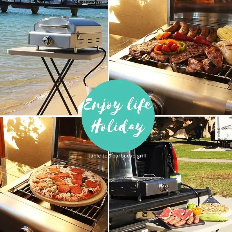 Amazon manufacturers custom portable desktop barbecue BBQ pizza oven outdoor household gas pizza oven