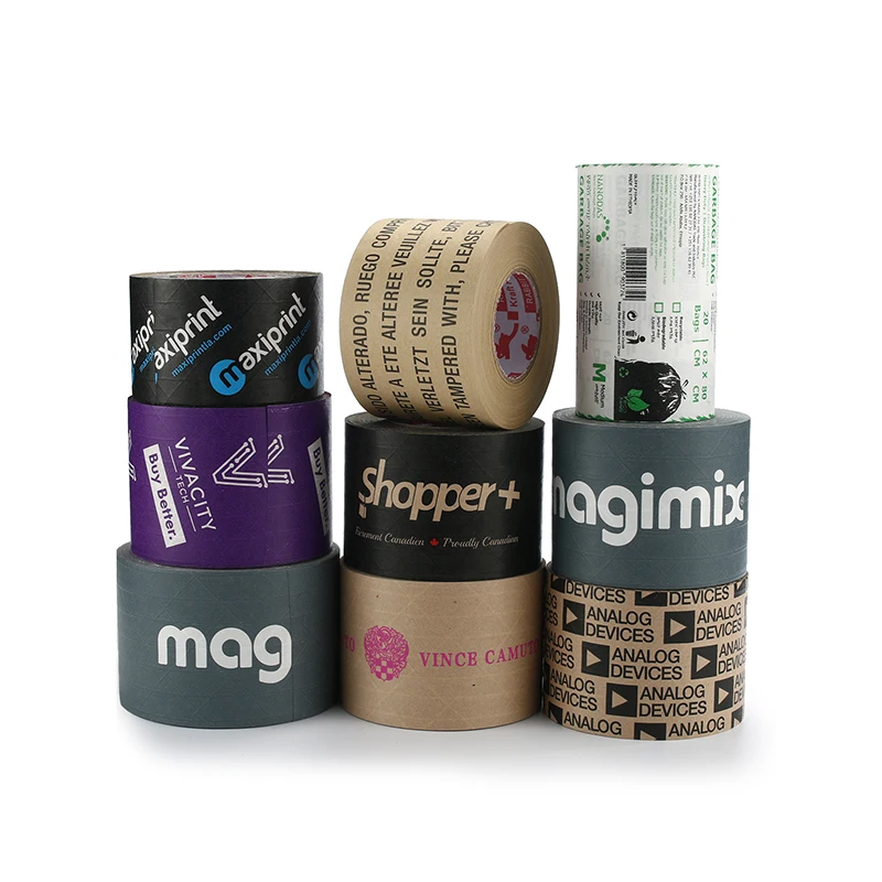 custom logo colour printed self adhesive kraft paper gummed tape  biodegradable Self Adhesive Kraft Paper Packing Tape