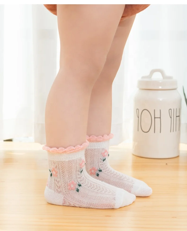 Super thin bow-knot baby socks girls baby lace mesh socks for summer