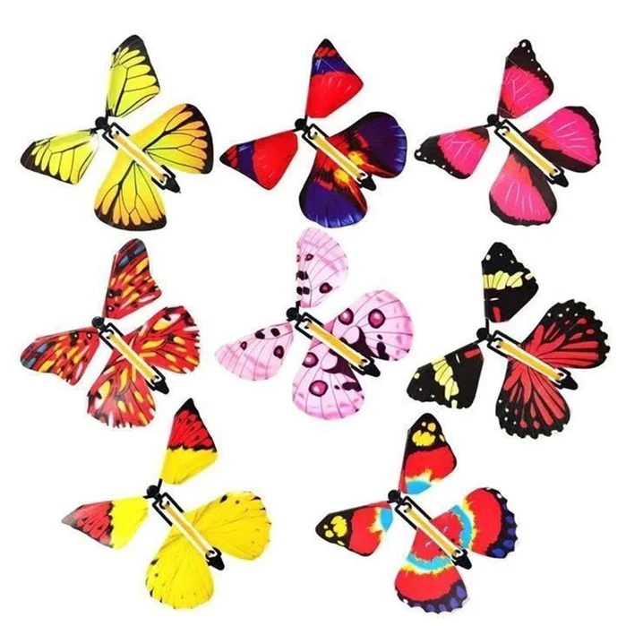 Artificial magic flying butterfly worked by elastic band tricks change hands funny prank joke mystical fun surprise gift toy