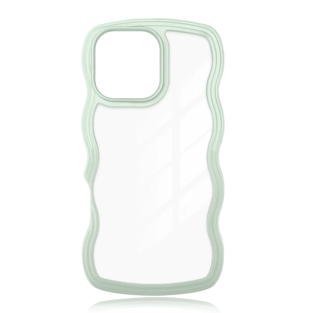 For i phone 16 Series 2D 2in1 TPU Wave Border Mobile Phone Cases Colorful Transparent Covers For i phone 16 15 14 13 etc