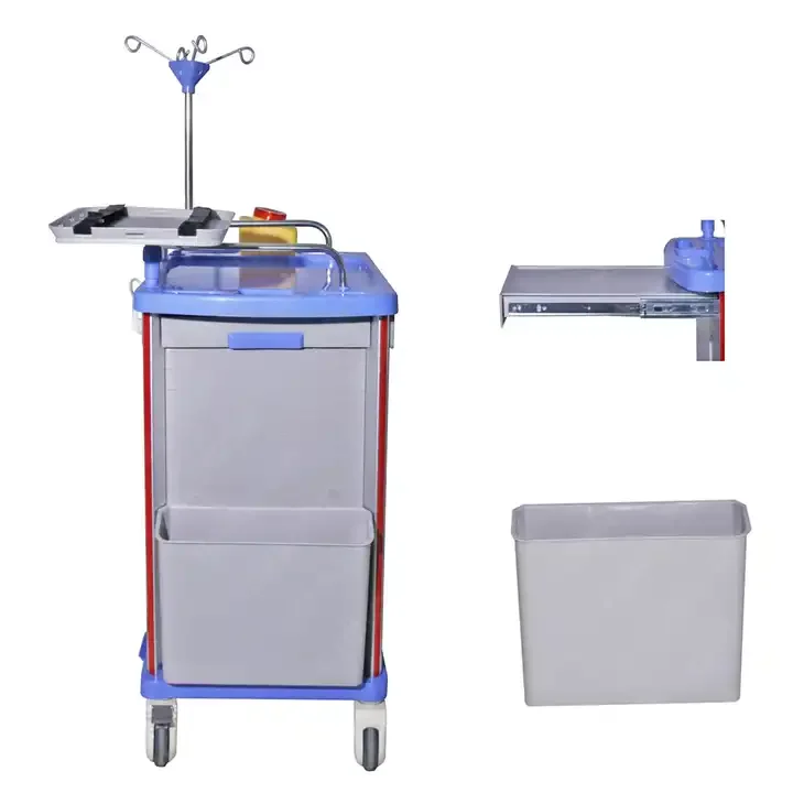 Hight quality Hospital Clinic Medical Emergency Multi-function Crash Cart  ABS Medication  Trolley
