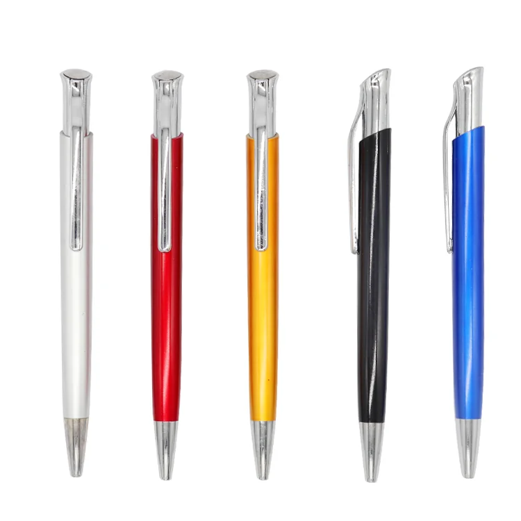 Latest design novelty plastic pens with custom logo pen with metal ball clip