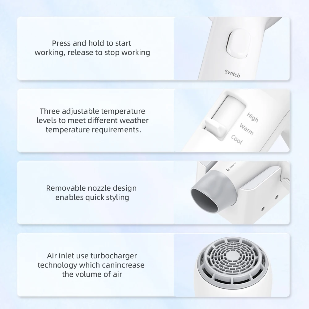 1800W Bathroom wall mounted Hair Dryers High speed Professional Hair Dryer for Hotel