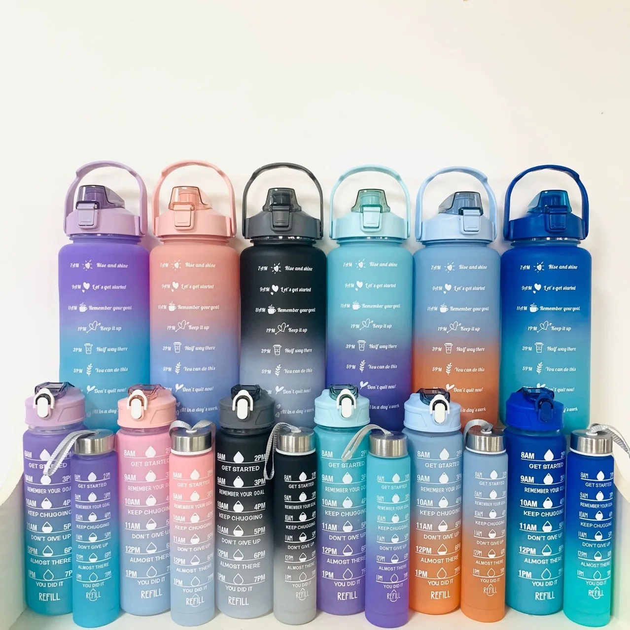 Sports Water Bottle 3pcs/Set Water Bottle Set 2000ML 900ML 300ML Portable Reusable Summer Cups