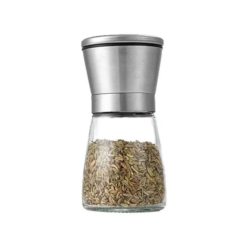 Glass Spice Bottle Adjustable Manual Pepper Grinder Mill Stainless Steel Salt and Pepper Grinder