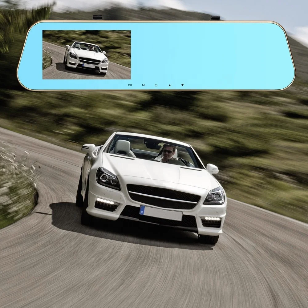 Wide angle HD Car DVR Camera Auto Digital Video Recorder Camcorder dual lens Rearview Mirror Dash cam