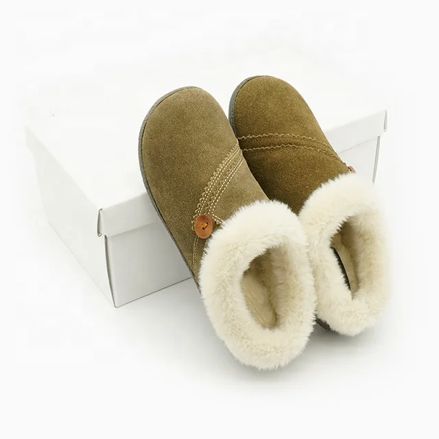  Warmlab/Элегантные удобные женские тапочки из натуральной кожи с меховым воротником и мягкой