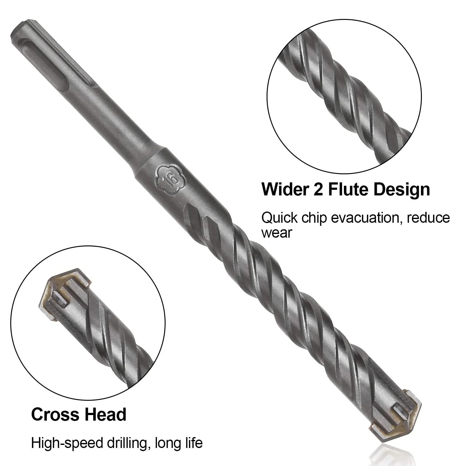 160mm Electric Hammer Drill Bits 5/6/8/10/12/14/16mm Cross Type Tungsten Steel Alloy SDS Plus for Masonry Concrete Rock Stone
