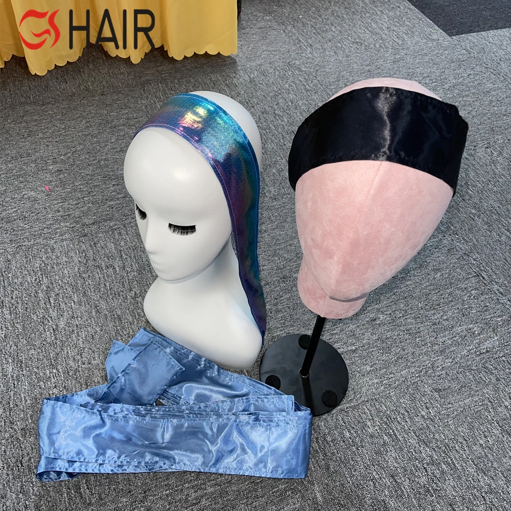 Low MOQ wig packaging silk bonnet satin with packaging bags free design for hair purchase satin drawstring logo bag for bundles