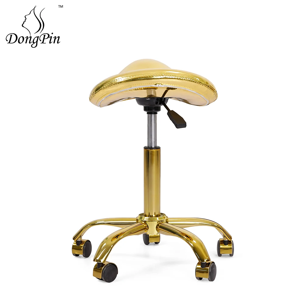 Golden Hydraulic Saddle Rolling Adjustable Height Master Chair Swivel Salon Stool