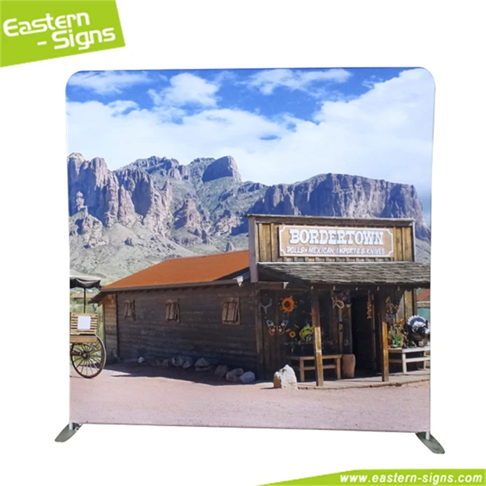Collapsible quick show straight shape aluminum tension fabric trade show portable photo backdrop