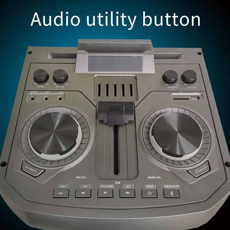 LEISOUND double 12inch pull rod portable wireless rechargeable battery trolley party dj speaker