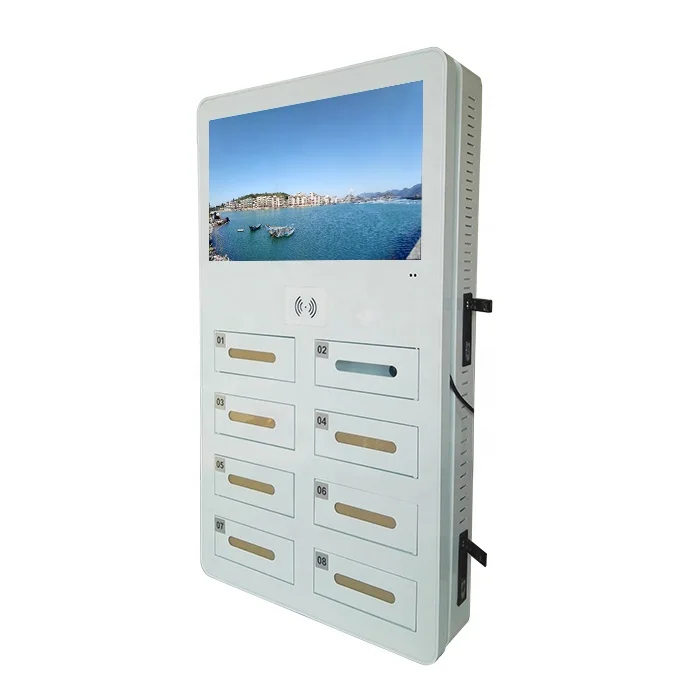 2017 interactive security multi phone charging station rotating advertising kiosk wifi 3G remote control/touch screen optional