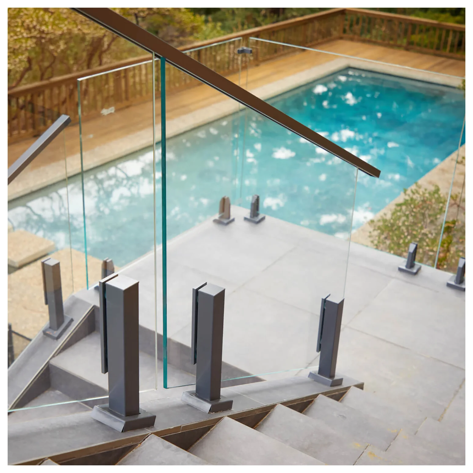 Wholesaler deck railing aluminum frameless glass talon spigots stair glass railing post