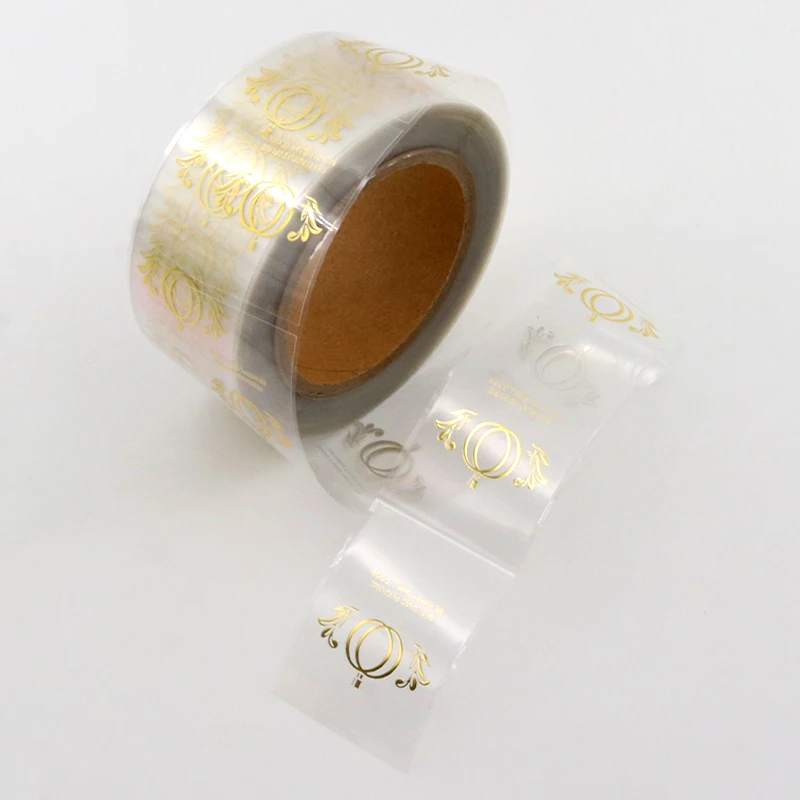 Custom Transparent Round Hot Stamping Printed Clear Gold Foil Logo Sticker Transparent Label