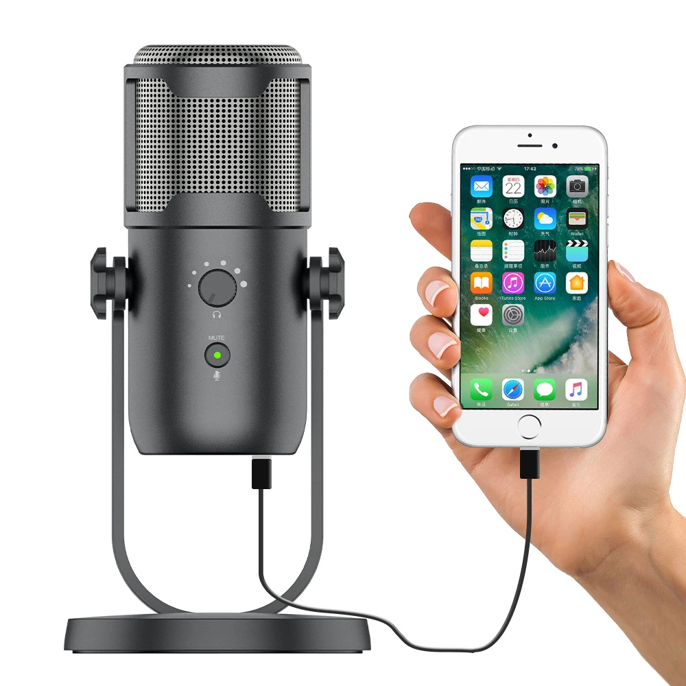 2021 Top Hight Sensitivity Plug And Play Four Polar Patterns Seller Pro Microphone With Volume Control And Quick Mute