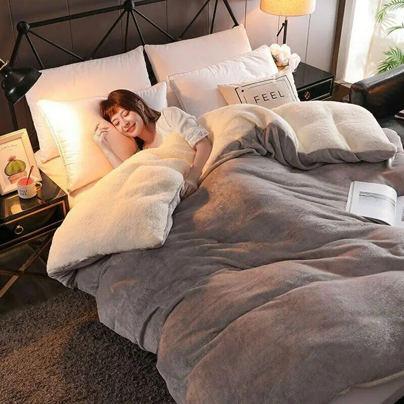 Комплект одеял распродажа полиэстер плюшевый и фланелевый серый/фиолетовый Ab одеяло