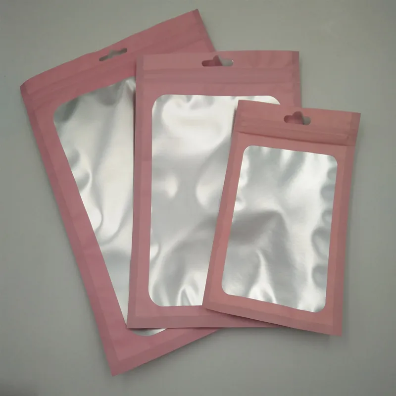 New Design Clear Pouches Top Zipper Clear Food Packaging Printed Plastic Aluminium Foil Bag for Nail Hair Band Lip Gloss