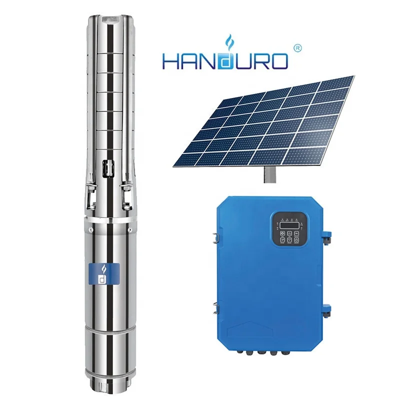 Handuro 6inch stainless Hybrid power Solar Power Submersible Dc Borehole Deep Well Water Pump Price For Agriculture
