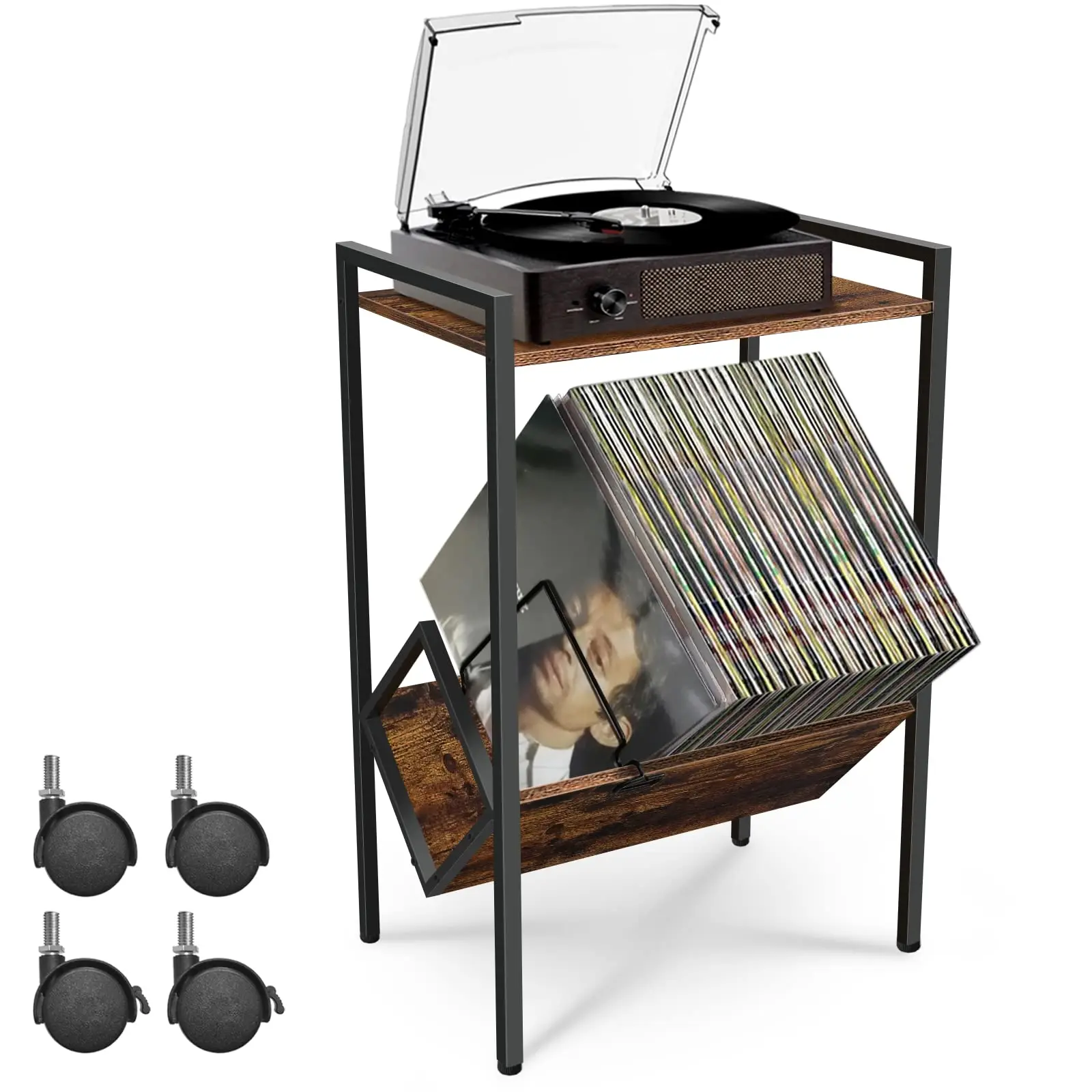 rustic simple unique multifunctional record player display stand customized best selling vinyl record holder