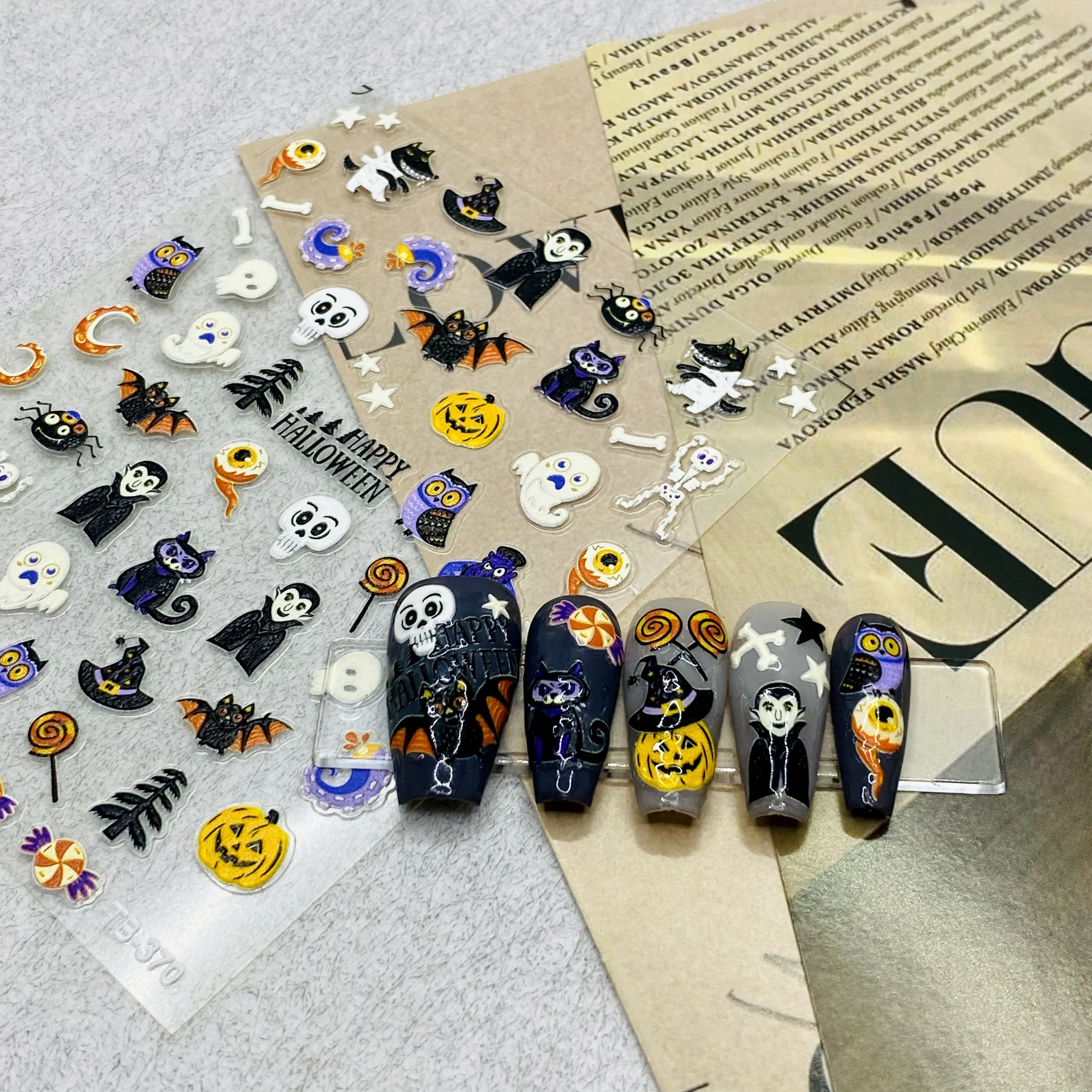 5d Press On Nails Halloween Nail Stickers For Women Kids Halloween Nail Wraps