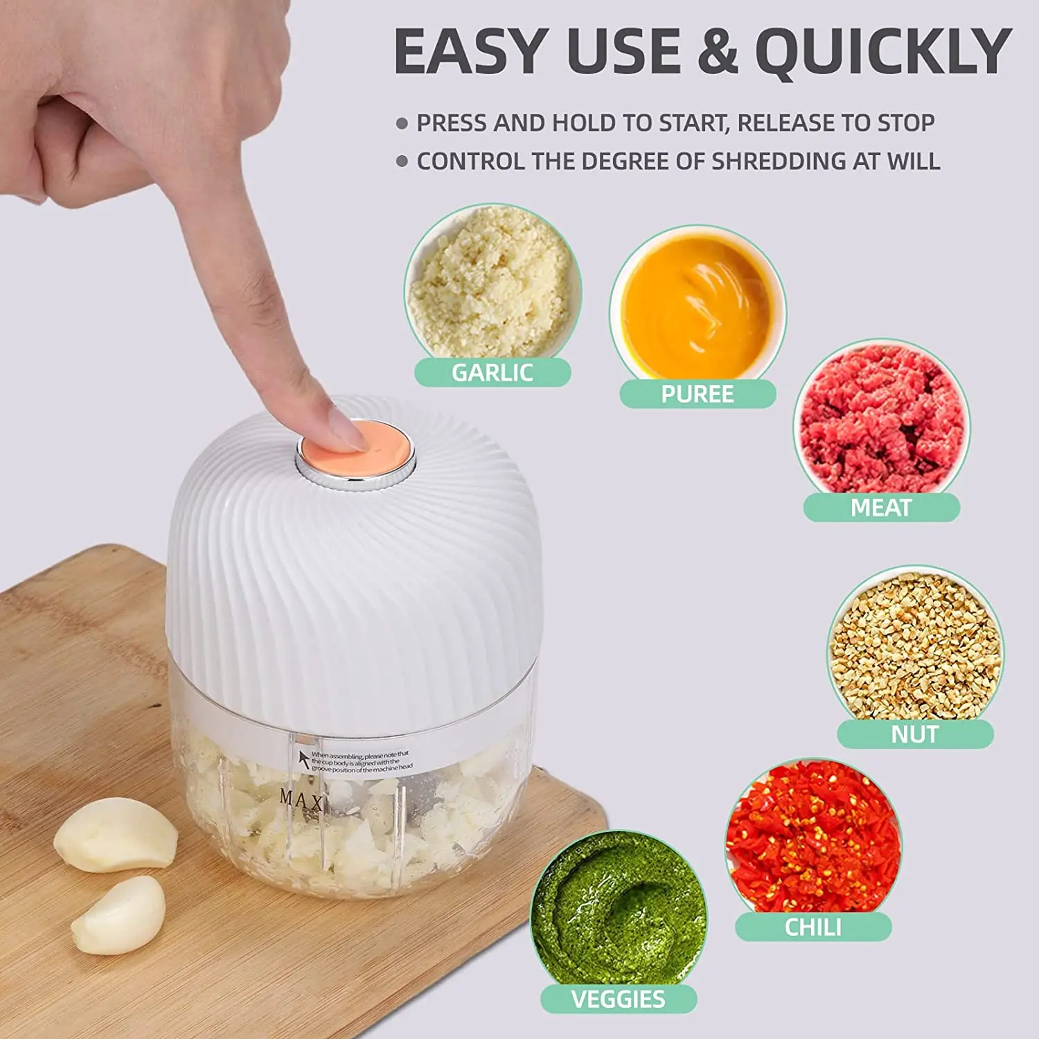 Kitchen Machine Food Chopper Electric Vegetable Cutter Kitchen Portable Electric Garlic Vegetable Chopper