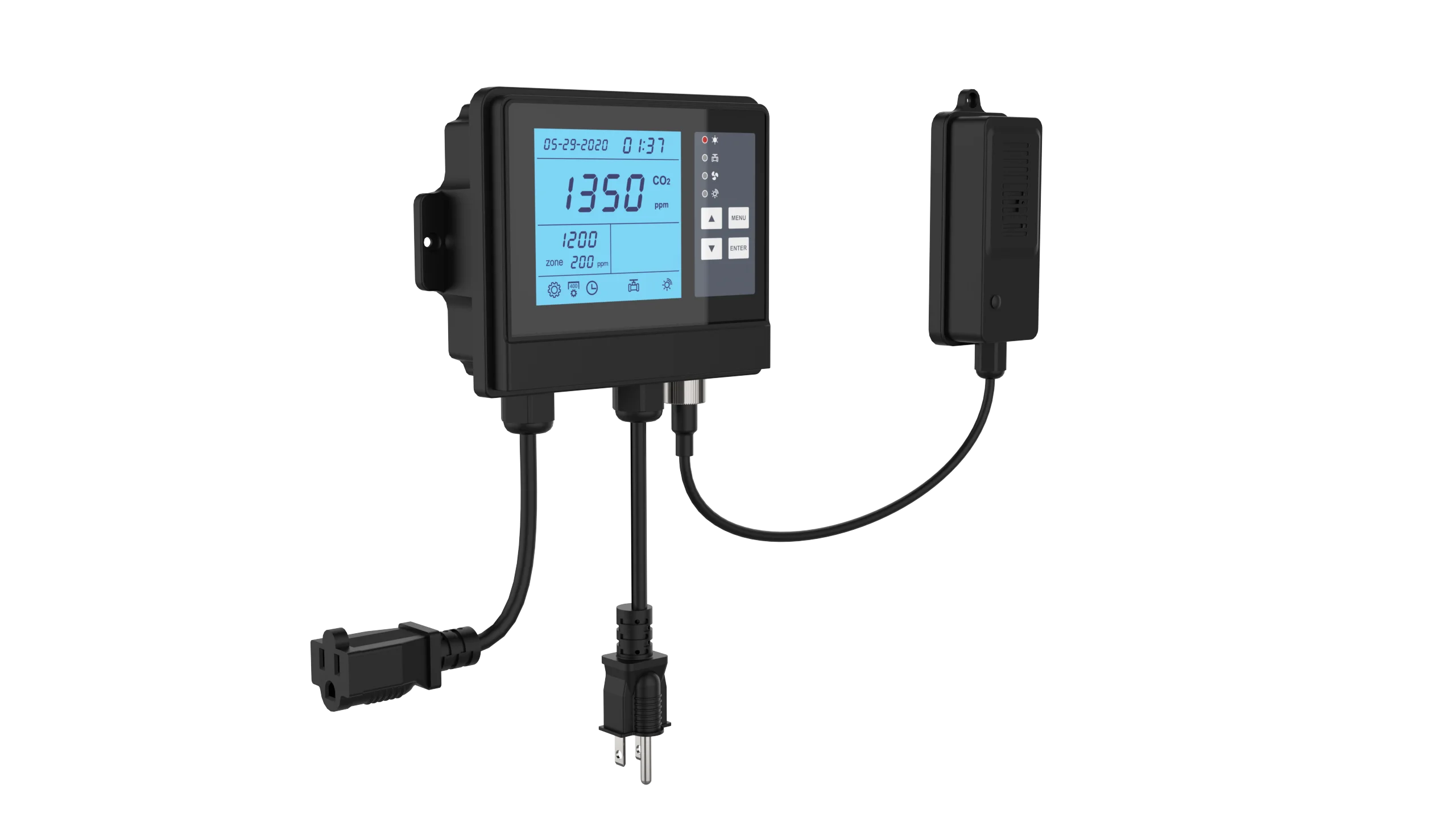 CO2 Controller with Temperature and Humidity Display with Relay Function NDIR Sensor Cable, CO2 Controller WiFi for Greenhouse