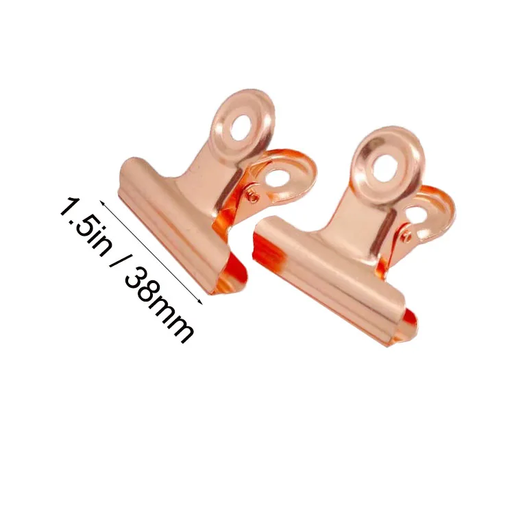 1.5inch rose gold round head paper clip metal bulldog clip for Office file