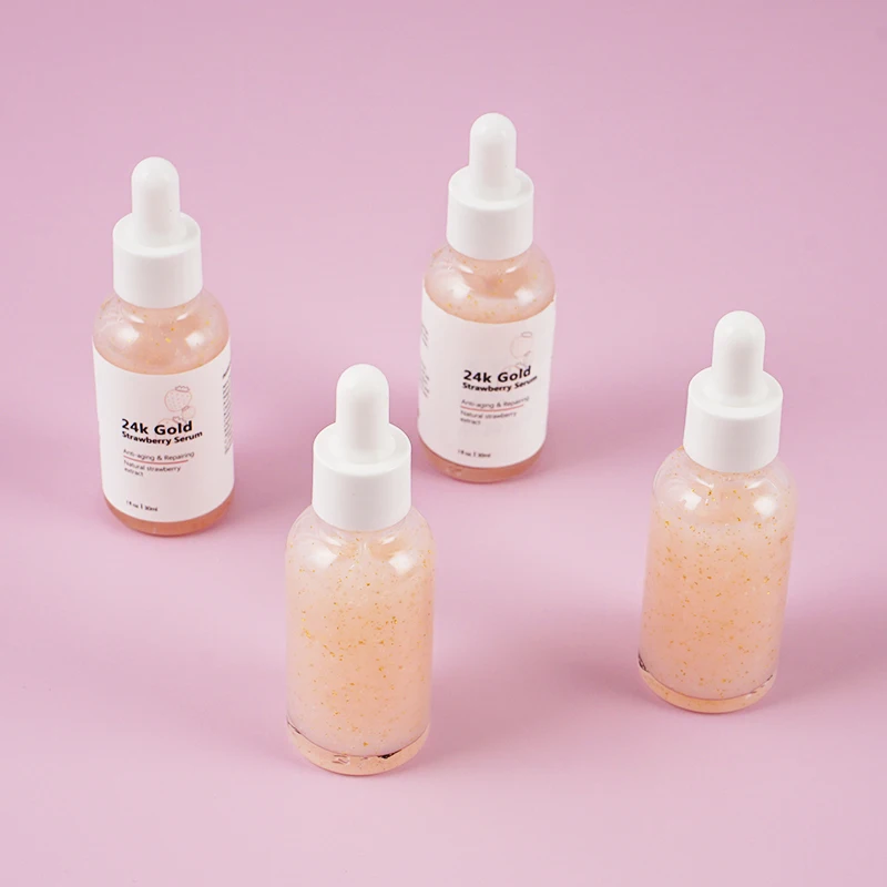 Facial Skincare Anti Aging Wrinkle Skin Care Dark Spot Whitening 24K Gold Strawberry Face Serum