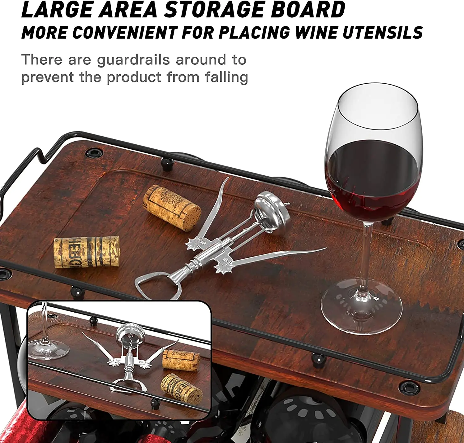 2 Tier Wooden Wine Rack Free Standing Floor Countertop Wine Rack
